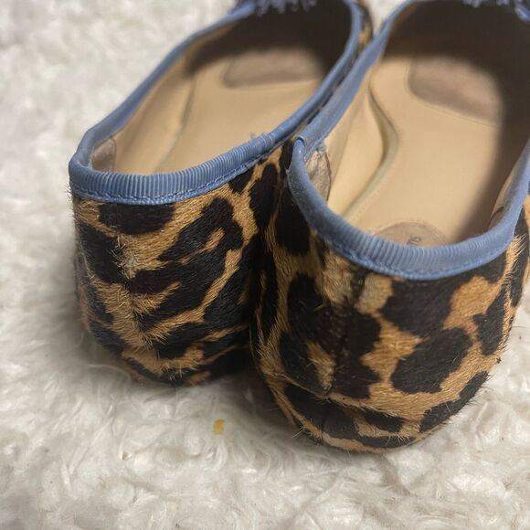Wendy Williams leather calf hair Leopard Print Flats with Blue trim SZ10W - Picture 5 of 11